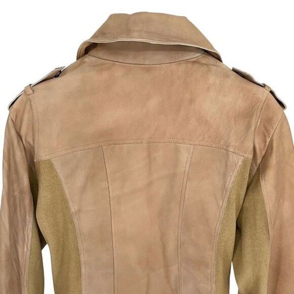 Jakett JKT NYC Womens Piper Patina Leather Jacket, Au Lait Full Zip Motorcycle B - Picture 6 of 11